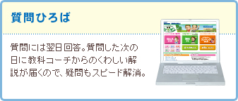 質問ひろば 質問には翌日回答。質問した次の日に教科コーチからのくわしい解説が届くので、疑問もスピード解消。