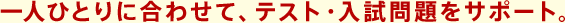 ��l�ЂƂ�ɍ��킹�āA�e�X�g�E���������T�|�[�g�B