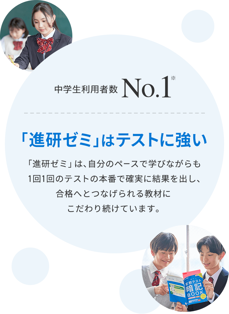 中学生利用者数No.1「進研ゼミ」はテストに強い