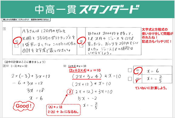 スタンダード指導答案一例