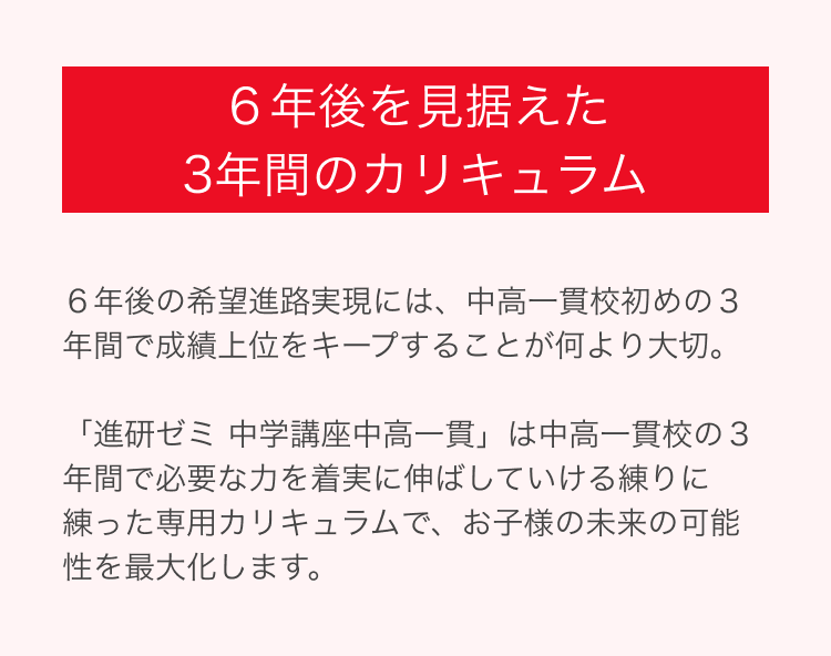 ６年後を見据えた3年間のカリキュラム