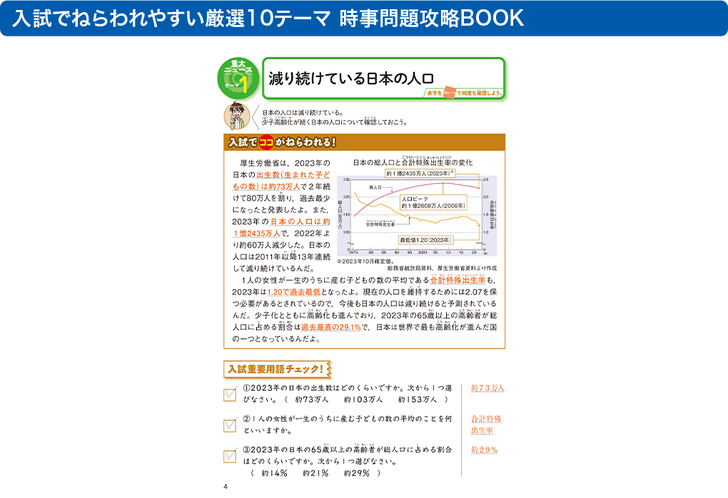 入試でねらわれやすい厳選１０テーマ 時事問題攻略BOOK