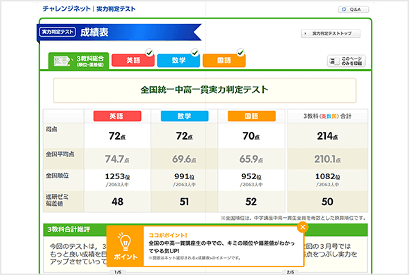 チャレンジネット 実力判定テスト