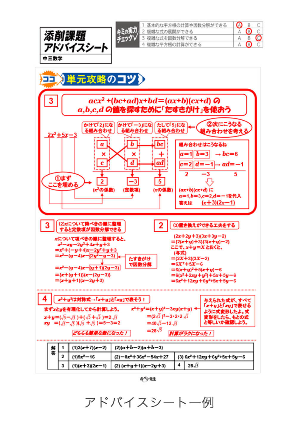 アドバイスシート一例