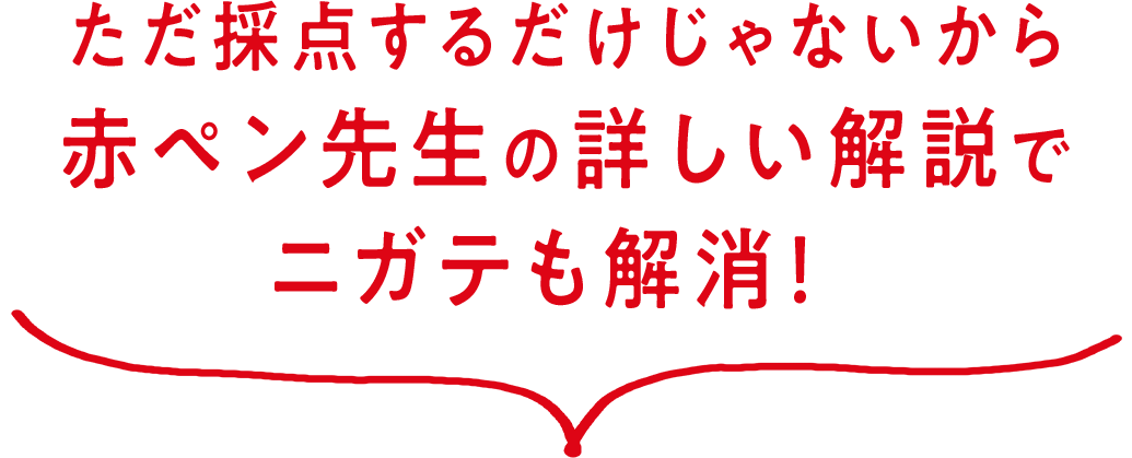 ただ採点するだけじゃないから赤ペン先生の詳しい解説でニガテも解決！