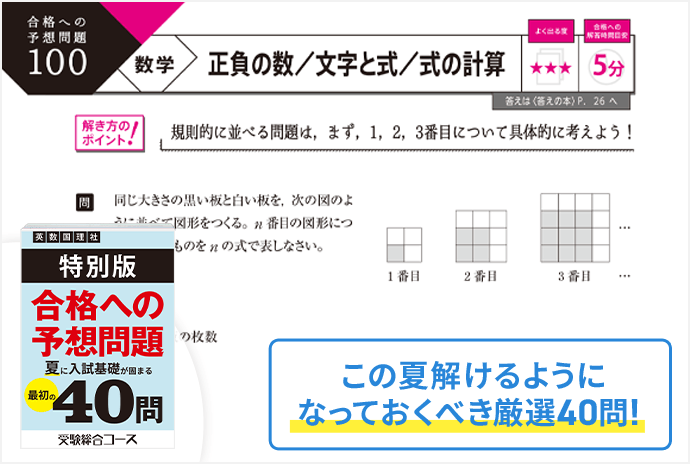 志望校レベル別！まずは基礎固めの40問で合格への土台を固める！