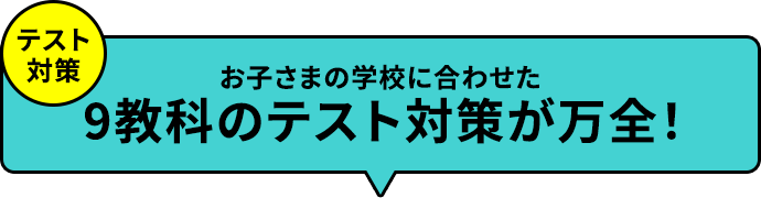 お子さまの学校に合わせた9教科のテスト対策が万全！